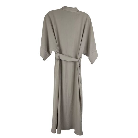 Zara Belted Shirt Dress Size Small Tan Short Dolman Sleeve Ruched Side Waist - Picture 2 of 6
